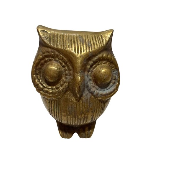 Brass Owl Set of 3 Figurines 3" 2.5" 2" Decorative MCM Vintage - Picture 11 of 11